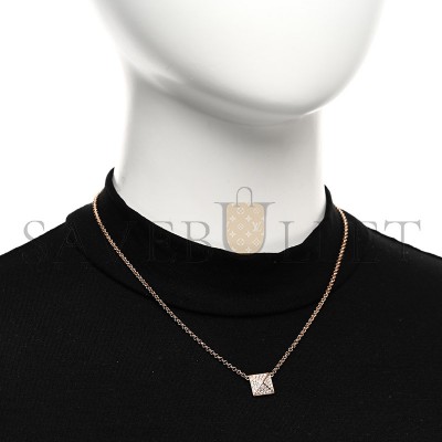 HERMÈS 18K ROSE GOLD DIAMOND GM CLOU D'H PENDANT NECKLACE 